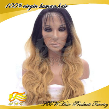 Ombre # 1b / # 27 onda del cuerpo peluca brasileña del pelo humano de dos tonos llena del cordón con el pelo del bebé
